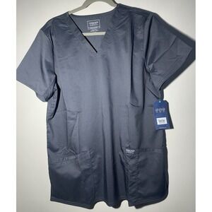 Cherokee Workwear Pewter Gray V-Neck Scrub Top Sz Large NWT